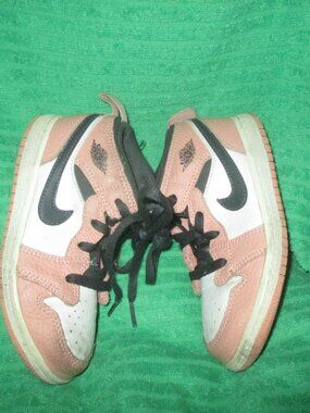 Nike Air Jordan 1 Mid Girls' Rose Gold and White Size 10- LITTLE GIRLS